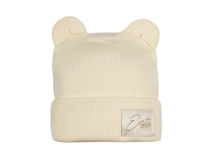 ESITO | Zimní žebrovaná čepice s oušky Color Cream - smetanová / 34 (Barva smetanová)