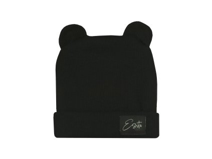 ESITO | Zimní žebrovaná čepice s oušky Color Black - černá / 40 (Barva černá)