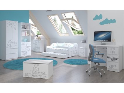 Dětský pokoj Medvídek Pú - black, Postel + komoda (Rozměry 140x70)