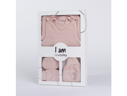 7-dílná kojenecká soupravička do porodnice New Baby I AM růžová (Barva Růžová, Velikost 56)