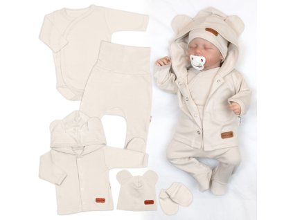 bavlnena souprava pro miminko do porodnice 5d made with love ecru