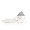 Interbaby INTERBABY | Jídelní set ZVÍŘÁTKA +6M - šedý