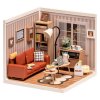 RoboTime 3D dřevěná skládačka Miniatura domečku Útulný obývací pokoj