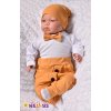 Baby Nellys 3-dílná sada Hubert, body s motýlkem dl.rukáv, tepláčky a čepička - hořčicová