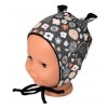 Baby Nellys Kojenecká čepička s oušky na zavazování - Palouček, grafit