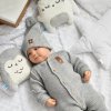Baby Nellys 2-dílná sada Pletený overálek STAR + čepice Hand Made, šedý