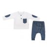 Baby Nellys 2-dílná sada Robert, tričko s dl. rukávem, kalhoty Baggy - modré kárko,vel. 92