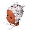 Baby Nellys Kojenecká čepička s oušky na zavazování - Palouček, bílá