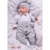 Baby Nellys 3-dílná sada Hubert, body s motýlkem dl.rukáv, tepláčky a čepička - šedý