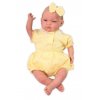 Baby Nellys 3-dílná mušelínová soupravička, body, kraťasky + čelenka GIRL, žlutá
