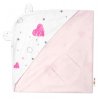 Zavinovací deka s kapucí, bavlna + jersey, I love Girl Baby Nellys, růžová