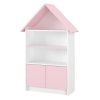 Dřevěná knihovna/skříň na hračky Nellys Domeček, bílá/růžová
