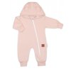 Rostoucí teplákový overal pro miminko, čepice, botky, 3D, Nature - růžová