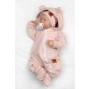 Rostoucí teplákový overal pro miminko, čepice, botky, 3D, Nature - růžová