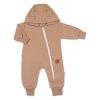 Rostoucí teplákový overal pro miminko, čepice, botky, 3D, Nature - karamelová