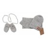 Baby Nellys Pletená čepice s šálou a rukavičky 3v1, STAR - šedá