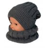 Dětská zimní nadčasová čepice + komínek , tm. šedá, BABY NELLYS