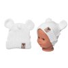Pletená bavlněná čepice s oušky, dvouvrstvá, Hand Made Baby Nellys, bílá