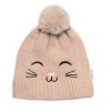 Zimní čepice s bambulí + šál, Kitty, Baby Nellys - cappuccino, vel. 54/58