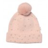 Zimní čepice s bambulí + šál, Pearls, Baby Nellys - pudrově růžová, vel. 54/58