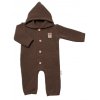 Baby Nellys Pletený overálek s kapucí a knoflíčky Hand Made, hnědý