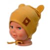 Bavlněná dvouvrstvá čepice s oušky na zavazování TEDDY - hořčicová, Baby Nellys