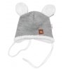 Baby Nellys Pletená zimní čepice s kožíškem a šátkem Star, šedá