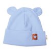 Baby Nellys Žebrovaná dvouvrstvá čepice s oušky TEDDY - sv. modrá