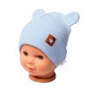 Baby Nellys Žebrovaná dvouvrstvá čepice s oušky TEDDY - sv. modrá