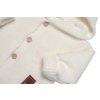 Dětský elegantní pletený svetřík s knoflíčky a kapucí s oušky Baby Nellys, ecru