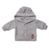 Dětský elegantní pletený svetřík s knoflíčky a kapucí s oušky Baby Nellys, šedý