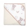 Kojenecká osuška s kapucí 80x80cm, froté, Malý medvídek, smetanová