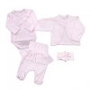4-dílná bavlněná sada pro miminko do porodnice, sv. růžová (Velikost koj oblečení 56 (1-2m))