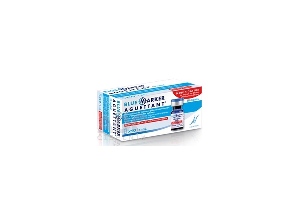 BLUE MARKER AGUETTANT 10 mg/mL roztok metylénovej modrej, na označenie operovaných tkanív a vzoriek 10x1 ml