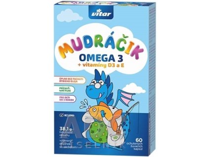 VITAR MUDRÁČIK OMEGA 3 + vitamíny D3 a E žuvacie cps s príchuťou tutti-frutti 1x60 ks