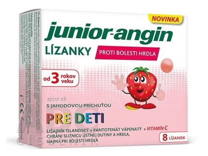 Junior-angin lízanky pre deti s jahodovou príchuťou 1x8 ks