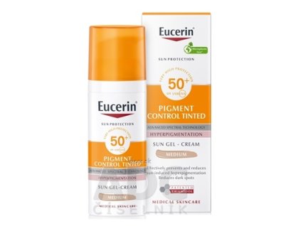 Eucerin SUN PIGMENT CONTROL TINTED SPF 50+ MEDIUM emulzia na opaľovanie s depigmentačným účinkom, stredne tmavá 1x50 ml