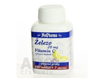 MedPharma ŽELEZO 20MG + Vit. C tbl 100+7 zadarmo (107 ks)