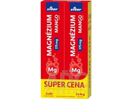 VITAR MAGNÉZIUM 375 mg DUOPACK tbl eff s príchuťou manga 2x20 (40 ks)