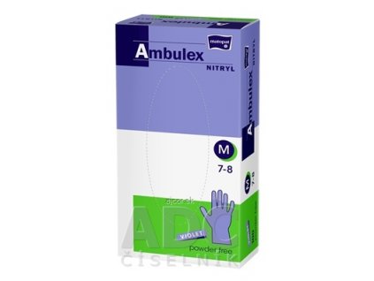 Ambulex NITRYL Vyšetrovacie a ochranné rukavice veľ. M, fialové, nitrilové, nesterilné, nepudrované, 1x100 ks