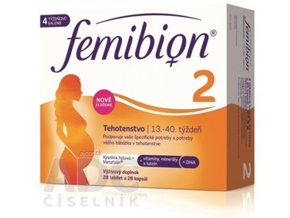 Femibion 2 Tehotenstvo tbl 28 + cps 28 (kys. listová + vitamíny, minerály + DHA) 1x56 ks