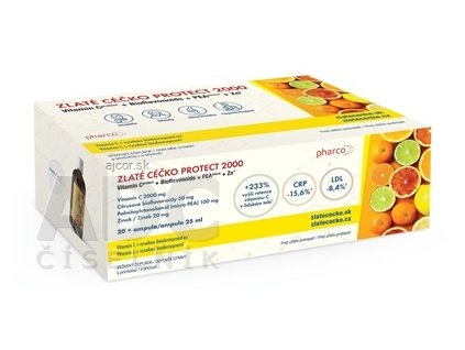 ZLATÉ CÉČKO PROTECT 2000 ampulky (vitamín C + bioflavonoidy + PEA + zinok) s príchuťou 20x25 ml (500 ml)