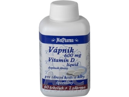 MedPharma VÁPNIK 600 mg + Vitamín D liq. cps 60+7 zadarmo (67 ks)