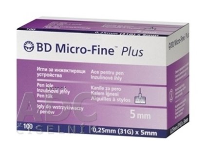 BD MICRO FINE PLUS inzulínové ihly 31G - ihly do aplikátorov inzulínu (0,25 x 5 mm) 10x10 ks