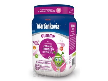 WALMARK Marťankovia Gummy Vitamíny s Bazou čiernou želatínové tablety, príchuť jablko a čierna ríbezľa 1x50 ks