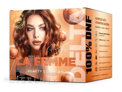 DELTA LA FEMME beauty COLLAGEN 5 500 mg prášok na prípravu nápoja, rozpustný kolagén, príchuť malina 1x196 g