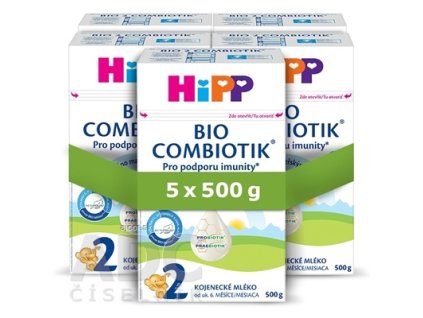 HiPP 2 BIO COMBIOTIK následná mliečna dojčenská výživa (od ukonč. 6. mesiaca) 5x500 g