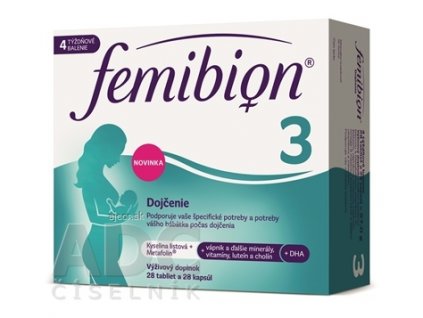 Femibion 3 Dojčenie tbl 28 + cps 28 (kys. listová + vápnik, vitamíny a minerály + DHA) 1x56 ks