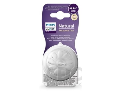 AVENT CUMLÍK na fľašu Natural Response 4 stredný prietok, 3m+, silikónový 1x2 ks