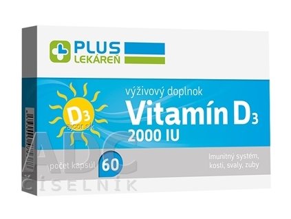 PLUS LEKÁREŇ Vitamín D3 2000 IU cps 1x60 ks